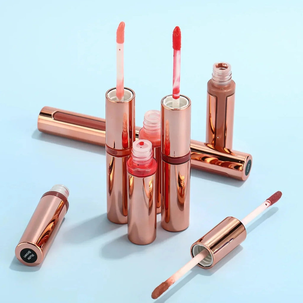 Double ended lip gloss 2 in 1 liquid lipstick